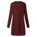 Solid Color Knit Sweaters Long Sleeve Side Zipper Loose Casual Mini Dress