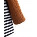 Jacquard Striped Patchwork Button Knit Hooded Sweatshirt